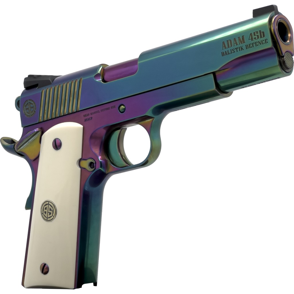 Dickinson LLC DKSN45RBB Adam 1911 Rainbow Full Size 45 ACP 8+1 5" Polished Rainbow PVD Steel B Serrations Slide, Rainbow PVD Steel Frame w/Beavertail 3 Dickinson LLC DKSN45RBB Adam 1911 Rainbow Full Size 45 ACP 8+1 5" Polished Rainbow PVD Steel B Serrations Slide, Rainbow PVD Steel Frame w/Beavertail