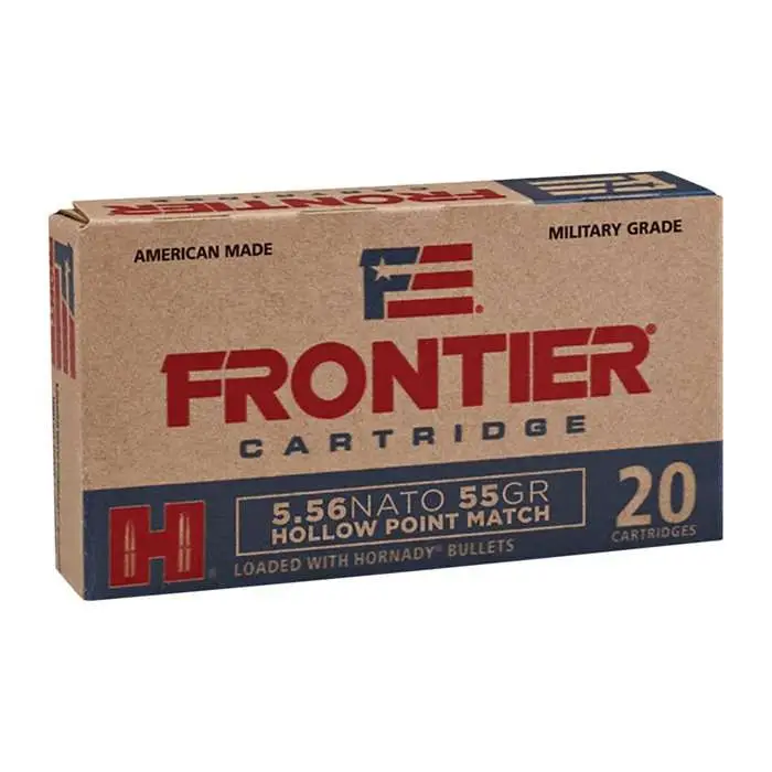 FRONTIER® 5.56 NATO 55 GR HOLLOW POINT MATCH™ (150 - ORIENTED) 150RD/BX 8BX/CS 3 FRONTIER® 5.56 NATO 55 GR HOLLOW POINT MATCH™ (150 - ORIENTED) 150RD/BX 8BX/CS