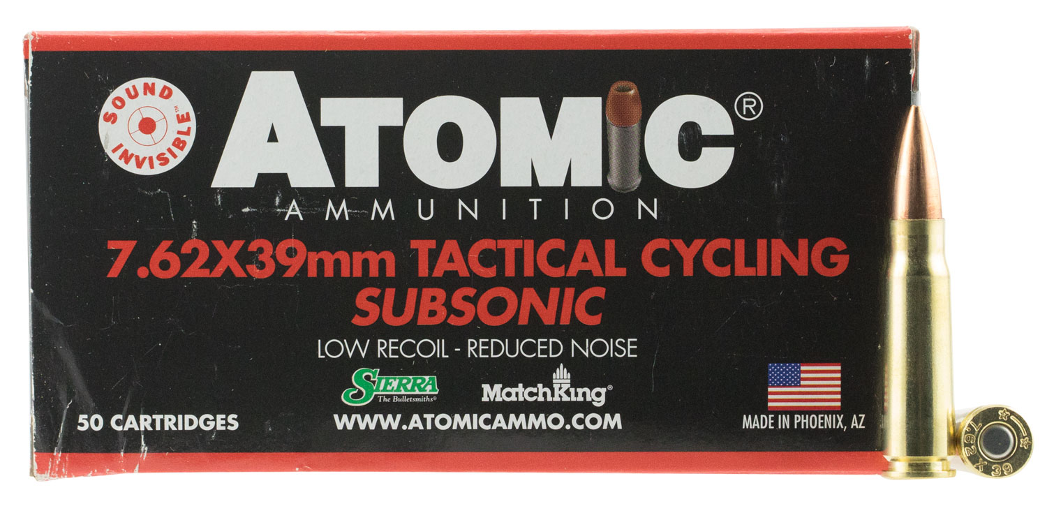 Atomic Ammunition 00474 Rifle Subsonic 7.62x39mm 220gr Hollow Point Boat Tail 50 Per Box/10 Case 3 Atomic Ammunition 00474 Rifle Subsonic 7.62x39mm 220gr Hollow Point Boat Tail 50 Per Box/10 Case