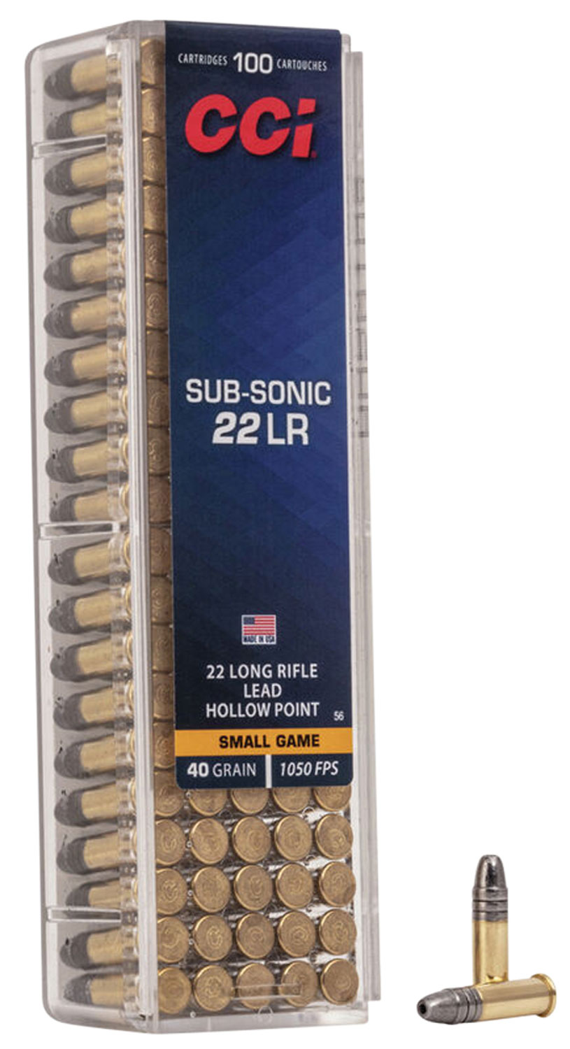 CCI 0056 Subsonic Small Game 22LR 40gr Lead Hollow Point 100 Per Box/50 Case 3 CCI 0056 Subsonic Small Game 22LR 40gr Lead Hollow Point 100 Per Box/50 Case