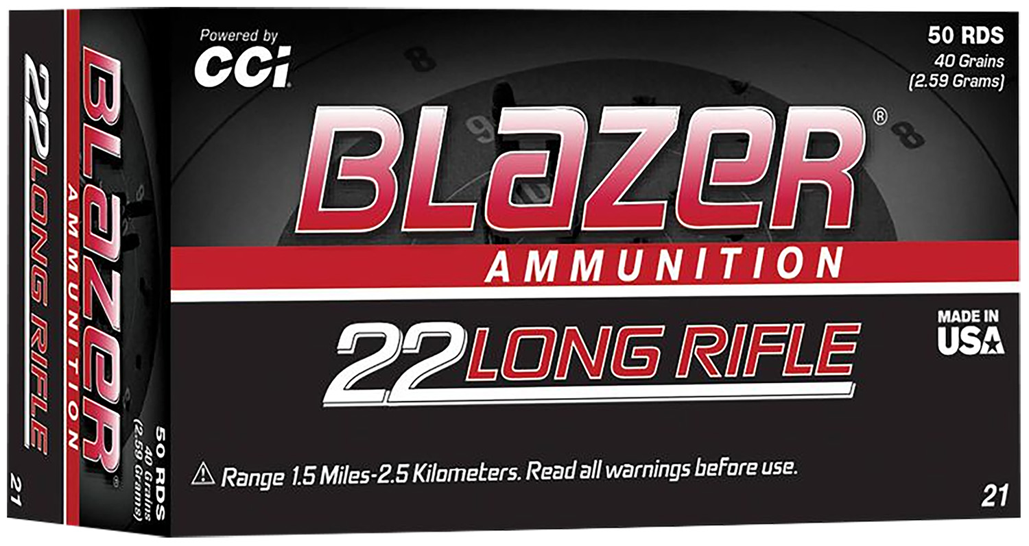 CCI 0021 Blazer High Velocity 22LR 40gr Lead Round Nose 50 Per Box/100 Case 3 CCI 0021 Blazer High Velocity 22LR 40gr Lead Round Nose 50 Per Box/100 Case