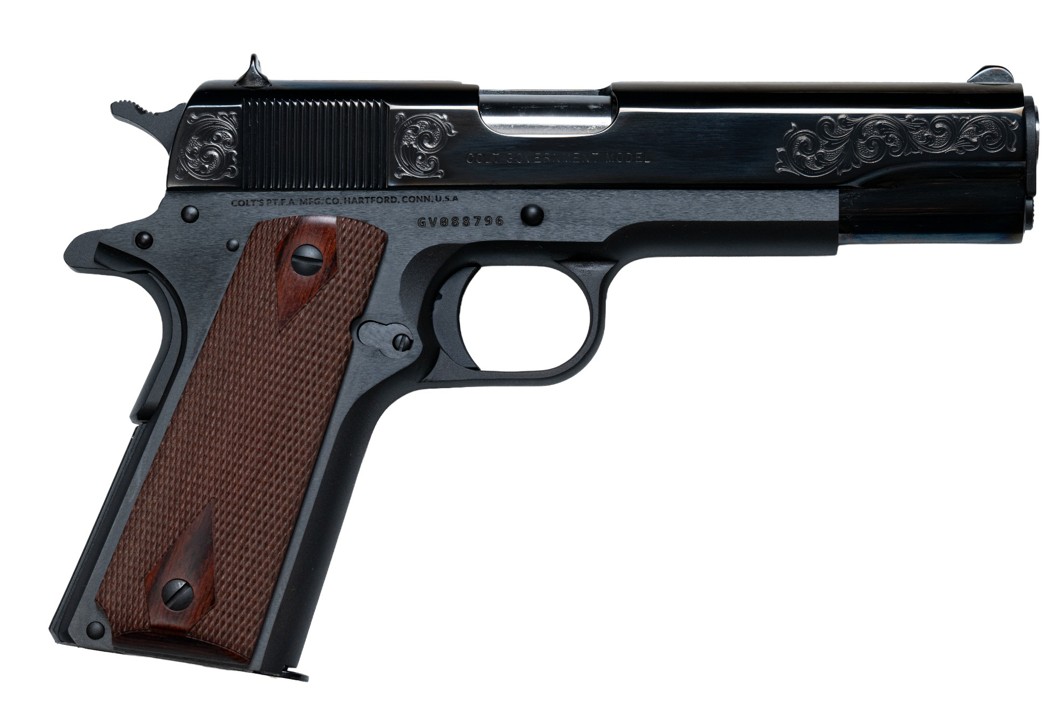 COLT 1911 GOVERNMENT CLASSIC 45ACP 5IN BARREL 7RD BLACK DLC/GOLD SCROLL BARLEYCORN O1911C-CX003T CAMFOUR EXCLUSIVE 3 COLT 1911 GOVERNMENT CLASSIC 45ACP 5IN BARREL 7RD BLACK DLC/GOLD SCROLL BARLEYCORN O1911C-CX003T CAMFOUR EXCLUSIVE