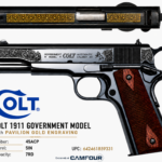 COLT 1911 GOVERNMENT CLASSIC 45ACP 5IN BARREL 7RD BLACK PAVILION GOLD SCROLLED CX007T 1 642461859331