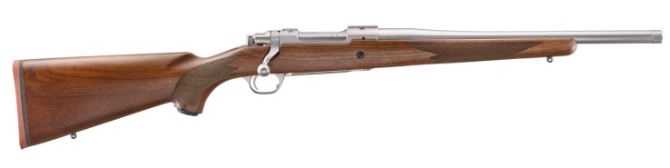 RUGER M77 HAWKEYE HUNTER 243 WIN 16.6IN BARREL 4RD SS AMERICAN WALNUT STOCK MAUSER TYPE EXTRACTOR LC6 TRIGGER THREADED BARREL 67106