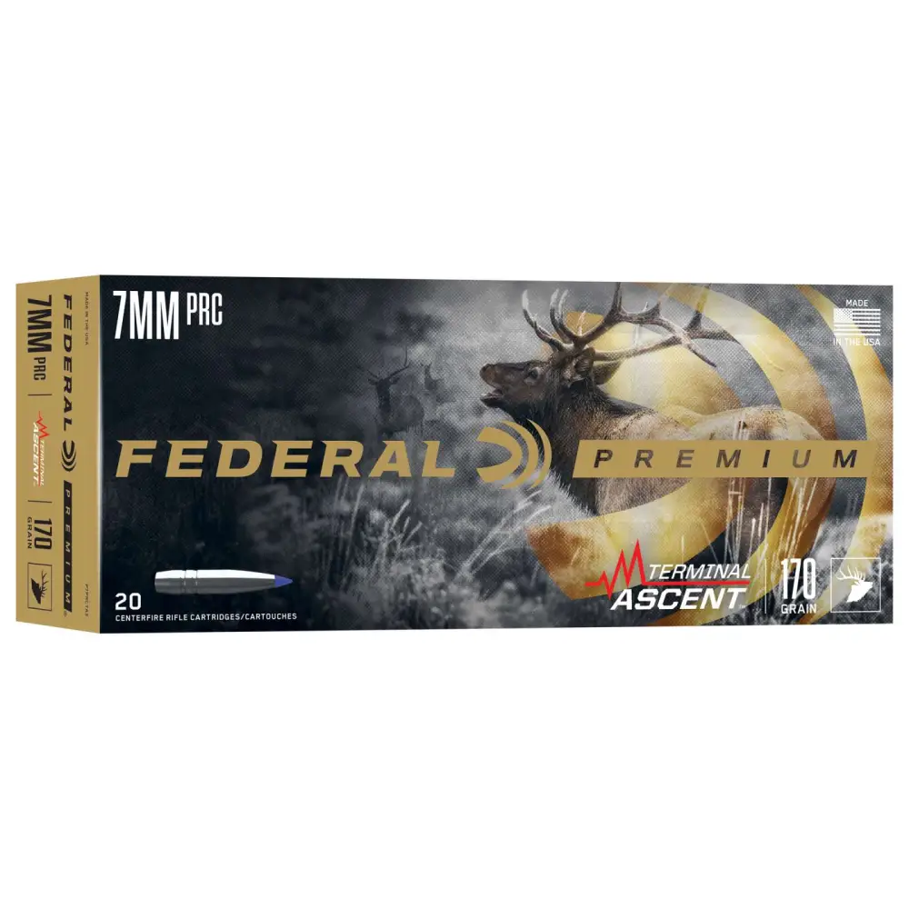 FEDERAL 7MM PRC 170 GR TERMINAL ASCENT 20 RD/BX 10 BX/CS 3 FEDERAL 7MM PRC 170 GR TERMINAL ASCENT 20 RD/BX 10 BX/CS