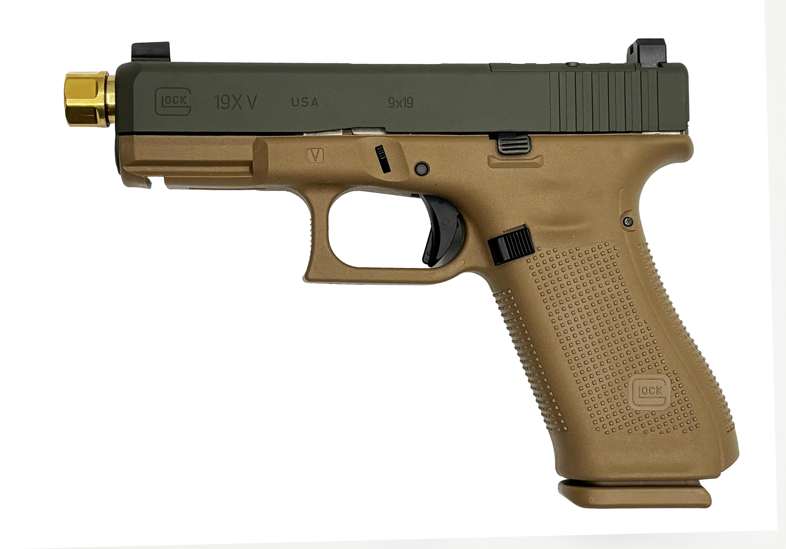 GLOCK 19X V C4 9MM 19RD OD GREEN SLIDE GOLD OPTIC CUT RMR/HOLOSUN PATTERN TB UV1950703XC419X1 CAMFOUR EXCLUSIVE 3 GLOCK 19X V C4 9MM 19RD OD GREEN SLIDE GOLD OPTIC CUT RMR/HOLOSUN PATTERN TB UV1950703XC419X1 CAMFOUR EXCLUSIVE