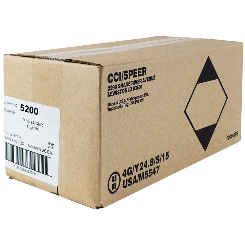 CCI Blazer Brass Handgun Ammunition 9mm Luger 115 gr. FMJ 1145 fps 1000/ct Case (20-50ct) 3 CCI Blazer Brass Handgun Ammunition 9mm Luger 115 gr. FMJ 1145 fps 1000/ct Case (20-50ct)