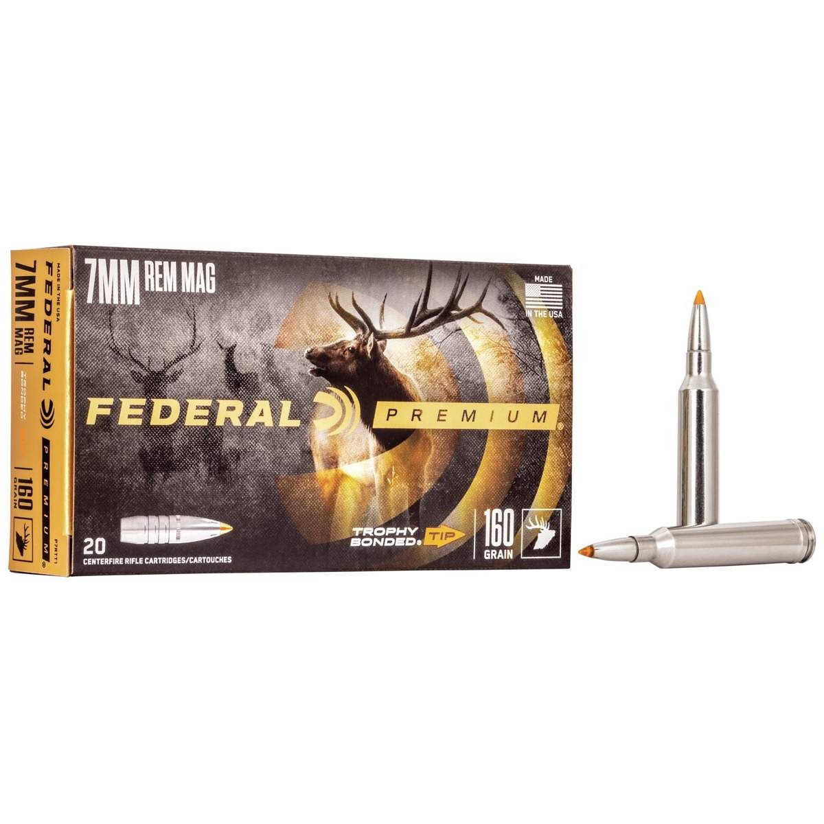 Federal Trophy Bonded Tip Rifle Ammunition 7mm Rem Mag 160gr PT 2900 fps 20/ct 3 Federal Trophy Bonded Tip Rifle Ammunition 7mm Rem Mag 160gr PT 2900 fps 20/ct