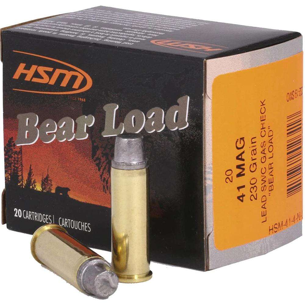 HSM Bear Load Hard Cast Handgun Ammunition .41 Rem Mag 230gr SWC Gas Check 1233 fps 20/ct 3 HSM Bear Load Hard Cast Handgun Ammunition .41 Rem Mag 230gr SWC Gas Check 1233 fps 20/ct