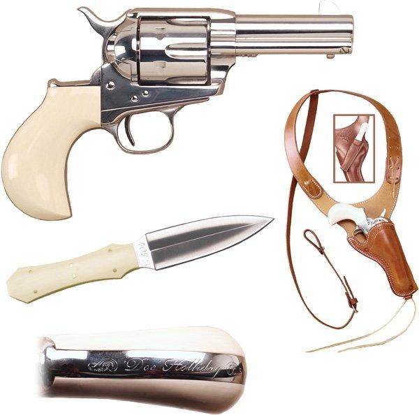 THUNDERER DOC HOLLIDAY 3 1/2" .45LC W/HUCKLEBERRY SHOULDER RIG W/NUM DAGGER 3 THUNDERER DOC HOLLIDAY 3 1/2" .45LC W/HUCKLEBERRY SHOULDER RIG W/NUM DAGGER