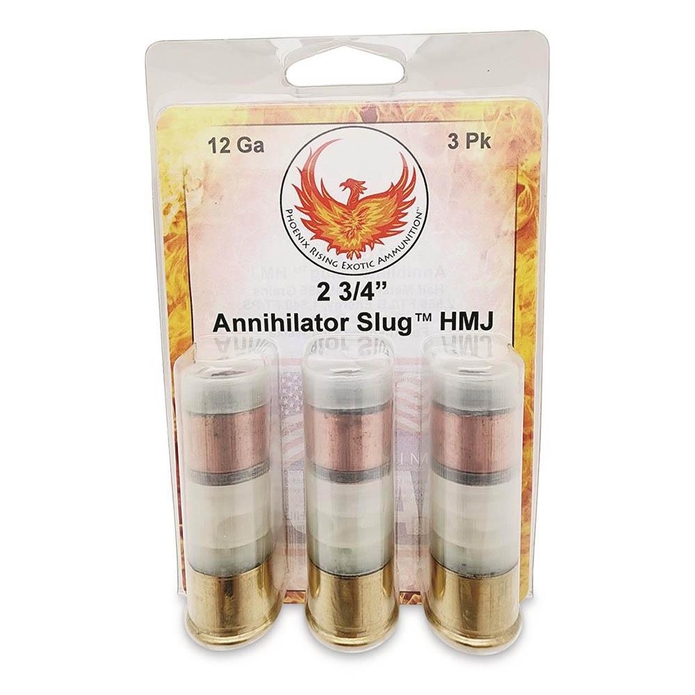 Phoenix Rising Annihilator Slug Shotshell 12ga 2-3/4" 485gr Slug 1540 fps 3/ct 3 Phoenix Rising Annihilator Slug Shotshell 12ga 2-3/4" 485gr Slug 1540 fps 3/ct