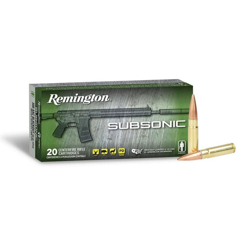 Remington Subsonic Rifle Ammunition .300 AAC Blackout 220gr OTFB 940 fps 20/ct 3 Remington Subsonic Rifle Ammunition .300 AAC Blackout 220gr OTFB 940 fps 20/ct