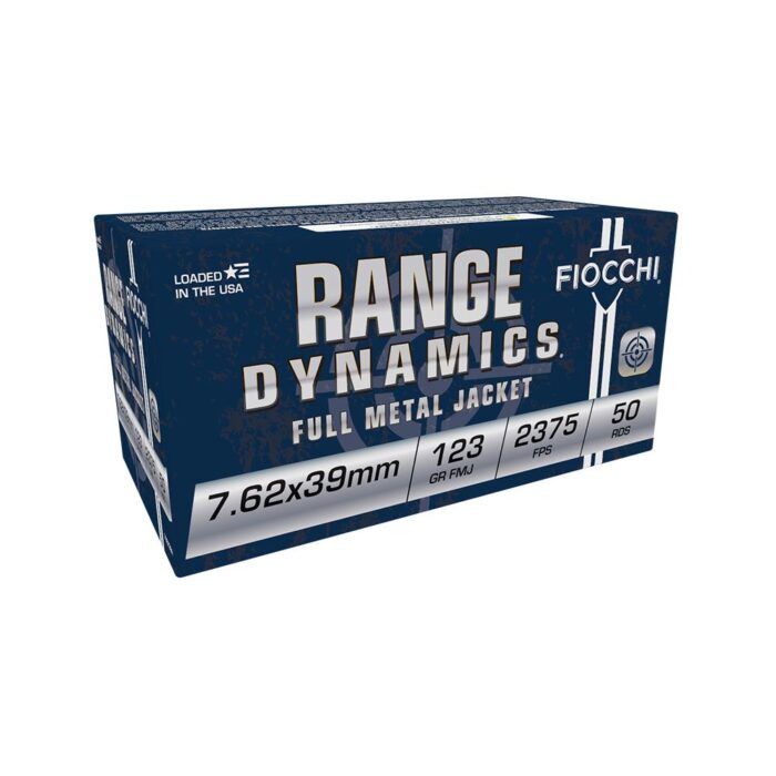 Cart 1 Fiocchi Range Dynamics Centerfire Rifle Ammunition 7.62x39mm 123 gr FMJ 2375 fps 50/ct