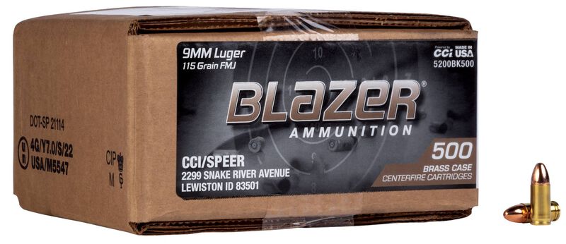 BLAZER BRASS 9MM 115G FMJ 500RD CASE 3 BLAZER BRASS 9MM 115G FMJ 500RD CASE