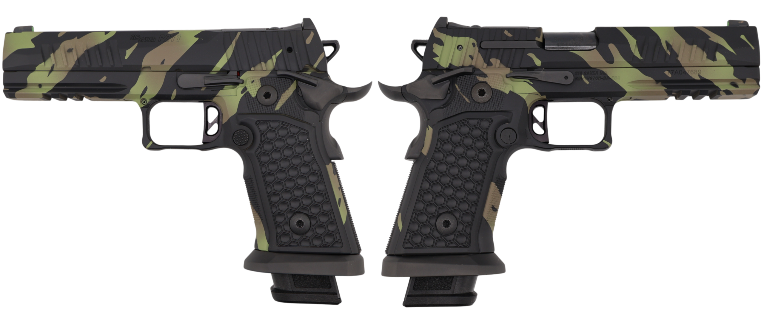 SIG SAUER P211-GT5 9MM PISTOL 5" TIGER STRIPE 2-21RD, 1-17RDRD MAGS 3 SIG SAUER P211-GT5 9MM PISTOL 5" TIGER STRIPE 2-21RD, 1-17RDRD MAGS