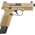 FN 66100373 509T 9mm Luger 17+1/24+1 4.50" Black Steel Threaded Barrel, Flat Dark Earth Optic Cut/Serrated Stainless Steel Slide, Flat Dark Earth Polymer Frame w/Picatinny Rail 2 104366