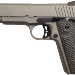 Rock Island 56419 Rock Standard FS *CA Compliant 45 ACP Caliber with 5" Barrel, 8+1 Capacity, Overall Gun Metal Gray Cerakote Finish Steel, Beavertail Frame, Serrated Slide & Black G10 Grip 2 119662