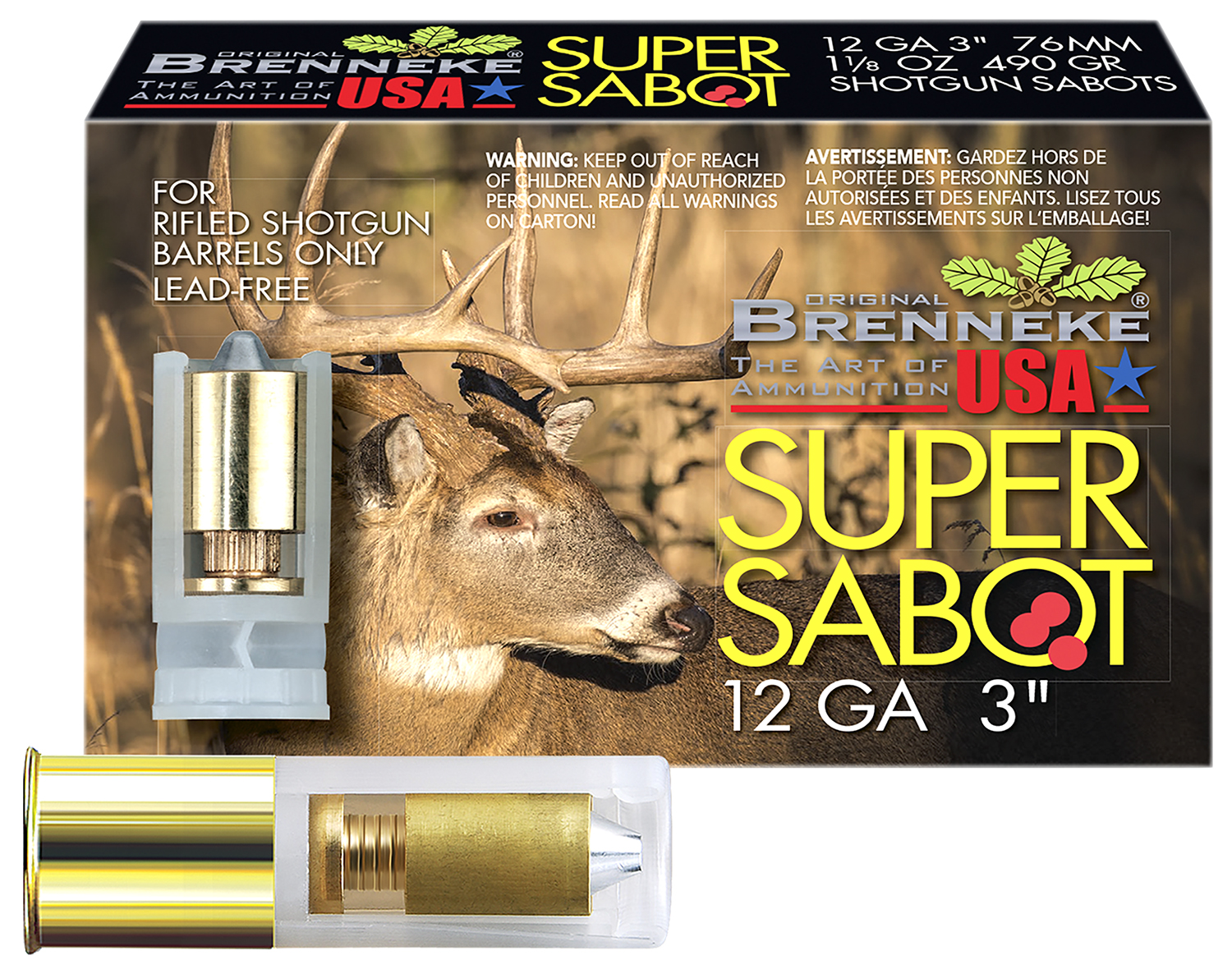 Brenneke SL123SUS SuperSabot 12Gauge 3" 1 1/8oz Sabot Slug Shot 5 Per Box/50 Case 3 Brenneke SL123SUS SuperSabot 12Gauge 3" 1 1/8oz Sabot Slug Shot 5 Per Box/50 Case