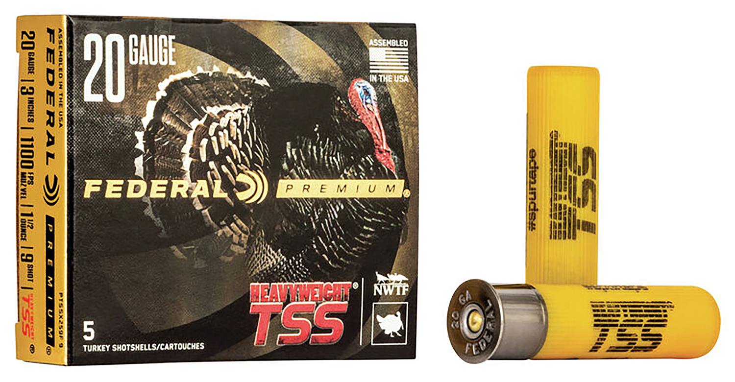 Federal PTSSX259F9 Premium Turkey Heavyweight TSS 20Gauge 3" 1 1/2oz 9Shot 5 Per Box/50 Case 3 Federal PTSSX259F9 Premium Turkey Heavyweight TSS 20Gauge 3" 1 1/2oz 9Shot 5 Per Box/50 Case