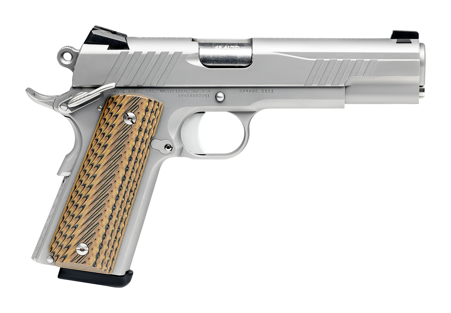 Savage Arms 67202 1911 Government 45 ACP 8+1 5" Stainless Steel Target Crown Barrel, Stainless Steel Serrated Slide, Matte Stainless Steel Frame w/Beavertail, Ambidextrous 3 Savage Arms 67202 1911 Government 45 ACP 8+1 5" Stainless Steel Target Crown Barrel, Stainless Steel Serrated Slide, Matte Stainless Steel Frame w/Beavertail, Ambidextrous
