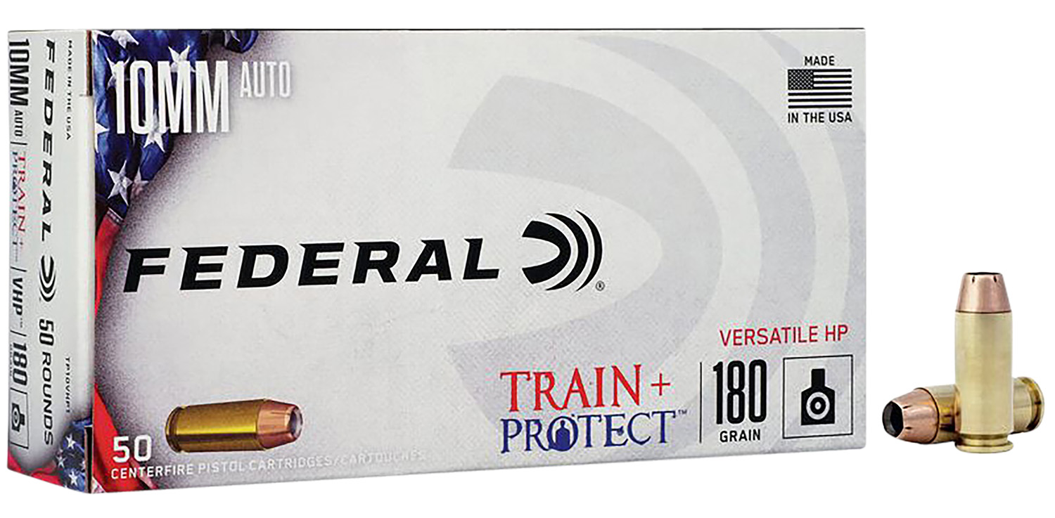 Federal TP10VHP1 Train + Protect 10mmAuto 180gr Versatile Hollow Point 50 Per Box/10 Case 3 Federal TP10VHP1 Train + Protect 10mmAuto 180gr Versatile Hollow Point 50 Per Box/10 Case