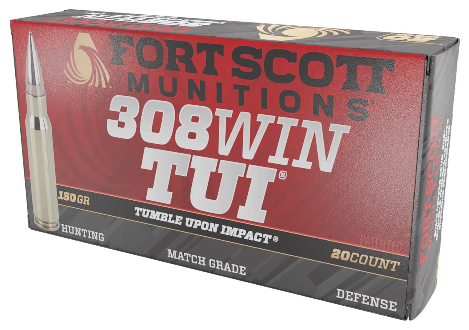 Fort Scott Munitions 308150SCV2 Tumble Upon Impact (TUI) Rifle 308Win 150gr Solid Copper Spun 20 Per Box/10 Case