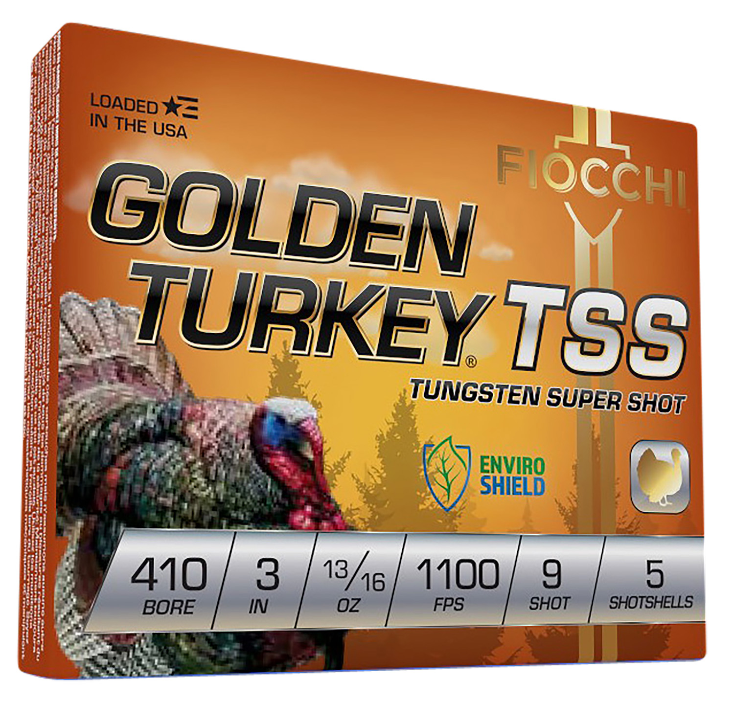 Fiocchi 410TSS9 Golden Turkey TSS 410Gauge 3" 13/16oz 9Shot 5 Per Box/10 Case 3 Fiocchi 410TSS9 Golden Turkey TSS 410Gauge 3" 13/16oz 9Shot 5 Per Box/10 Case
