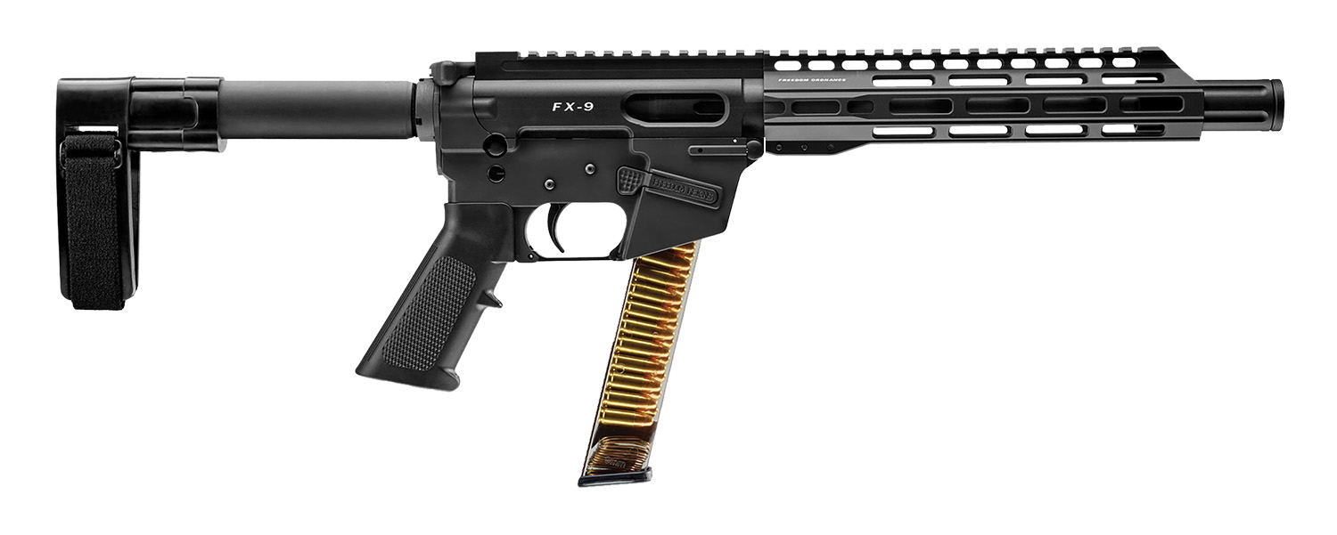 FREEDOM ORDNANCE FX9P10SBM FX-9 9mm Luger 32+1 10", Black, M-LOK Handguard, SB Mini Brace, A2 Grip, 3" Faux Suppressor