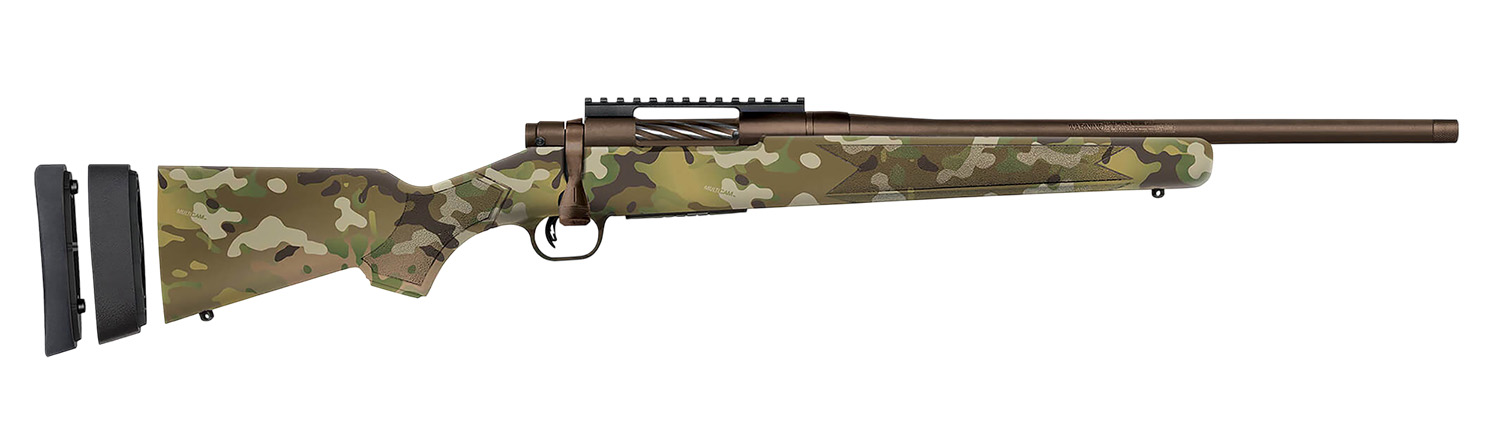 Mossberg 28281 Patriot Super Bantam Youth 350 Legend 4+1 18" Patriot Brown Cerakote Threaded Bull Barrel, Patriot Brown Cerakote Steel Receiver w/Picatinny Rail, MultiCam Fixed Synthetic Stock