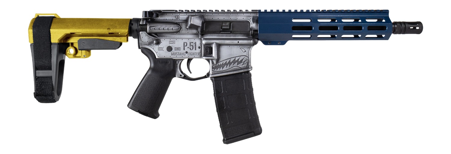 Shark Coast Tactical SCC07442P51-P P-51 Mustang 5.56 NATO 30+1 10.50" Black Nitride Threaded Barrel, Aluminum Receiver w/Picatinny Rail, M-LOK Handguard, Polymer SB Tactical SBA3 Brace, Magpul MOE Gri 3 Shark Coast Tactical SCC07442P51-P P-51 Mustang 5.56 NATO 30+1 10.50" Black Nitride Threaded Barrel, Aluminum Receiver w/Picatinny Rail, M-LOK Handguard, Polymer SB Tactical SBA3 Brace, Magpul MOE Gri