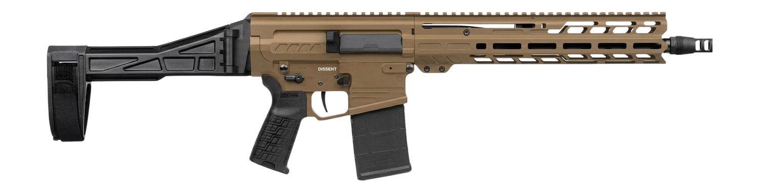 CMMG 33A380C-CT Dissent Mk3 8.6 Blackout 20+1 12.50" Black Nitride Threaded Barrel, Coyote Tan Cerakote Aluminum Receiver w/Picatinny Rail, M-LOK Handguard, Black Polymer SB Tactical Folding Brace, CM 3 CMMG 33A380C-CT Dissent Mk3 8.6 Blackout 20+1 12.50" Black Nitride Threaded Barrel, Coyote Tan Cerakote Aluminum Receiver w/Picatinny Rail, M-LOK Handguard, Black Polymer SB Tactical Folding Brace, CM