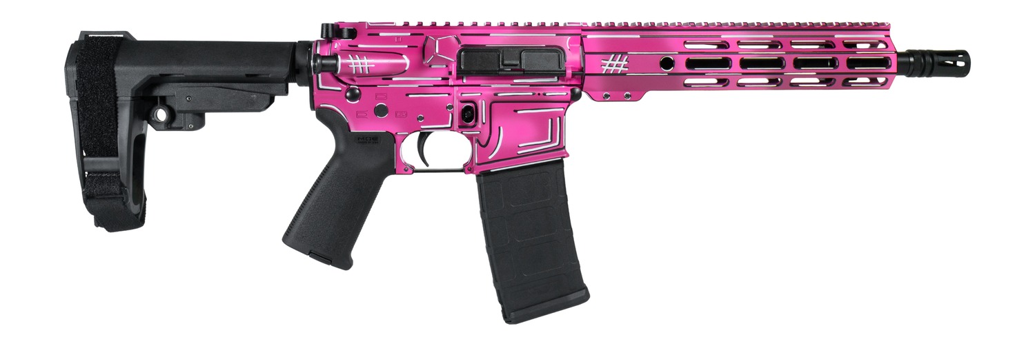 Shark Coast Tactical SCC06254APK-P Anime-15 Pink 5.56 NATO 30+1 10.50" Black Nitride Threaded Barrel, Pink Cerakote Aluminum Receiver w/Picatinny Rail, M-LOK Handguard, Polymer SB Tactical SBA3 Brace, 3 Shark Coast Tactical SCC06254APK-P Anime-15 Pink 5.56 NATO 30+1 10.50" Black Nitride Threaded Barrel, Pink Cerakote Aluminum Receiver w/Picatinny Rail, M-LOK Handguard, Polymer SB Tactical SBA3 Brace,