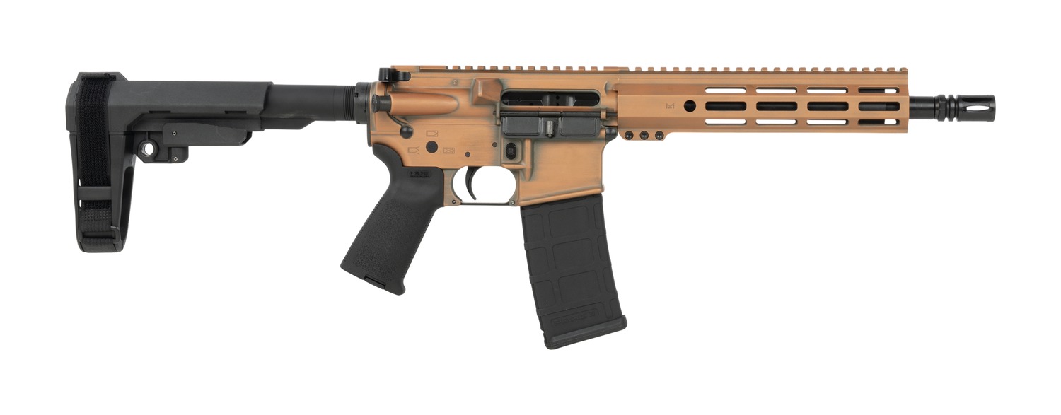 Shark Coast Tactical SCC07244PEN-P Penny  5.56 NATO 30+1 10.50" Black Nitride Threaded Barrel, Aluminum Receiver w/Picatinny Rail, M-LOK Handguard, Black Polymer SB Tactical SBA3 Brace, Polymer Grip