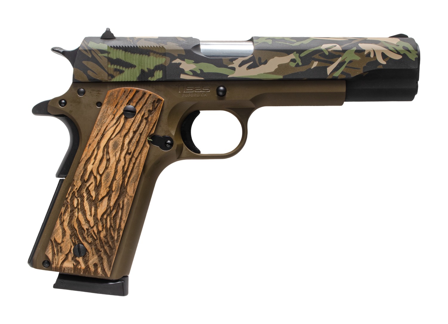 Tisas Arms Customs 10100518AA8 1911 A1 Service Backwoods ports South Exclusive 45 ACP 7+1 5" Carbon Steel Serrated Slide & Frame w/Beavertail 3 Tisas Arms Customs 10100518AA8 1911 A1 Service Backwoods ports South Exclusive 45 ACP 7+1 5" Carbon Steel Serrated Slide & Frame w/Beavertail