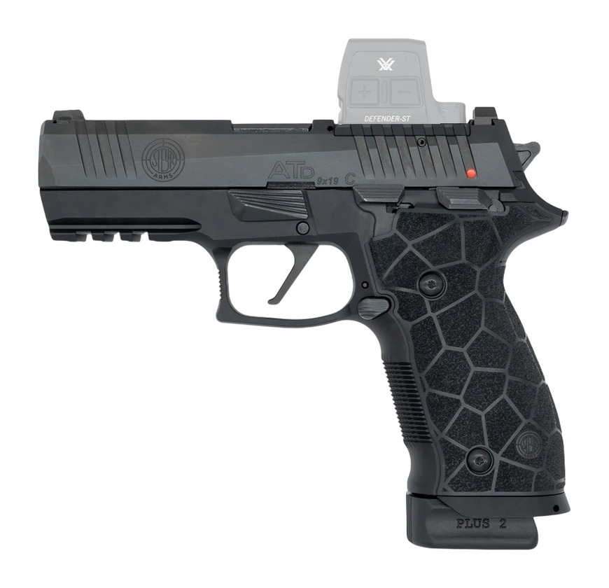 Langdon Tactical Tech ATDCFTJ Steyr ATD Comp Compact 9mm Luger 20+1 4" Black Barrel, Black Nitride Steel Optic Ready Slide, Black Anodized Aluminum Frame w/Picatinny Rail, Textured Grip, Ambidextrous