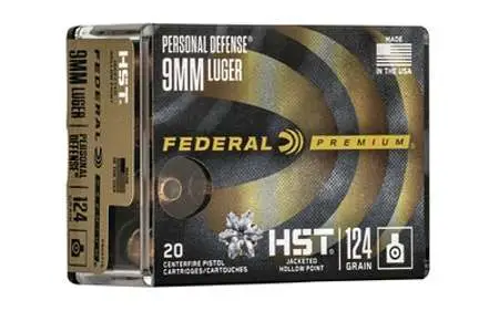 FEDERAL 9MM LUGER +P 124GR HST 20 RD/BX 10 BX/CS