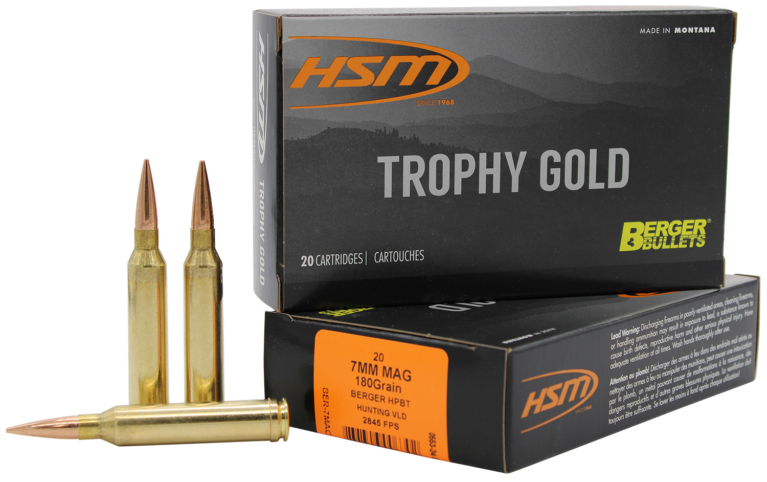 HSM 7MAG180VLD Trophy Gold Extended Range 7mm Rem Mag 180 gr Berger Hunting VLD Match 20 Per Box/ 20 Case 3 HSM 7MAG180VLD Trophy Gold Extended Range 7mm Rem Mag 180 gr Berger Hunting VLD Match 20 Per Box/ 20 Case