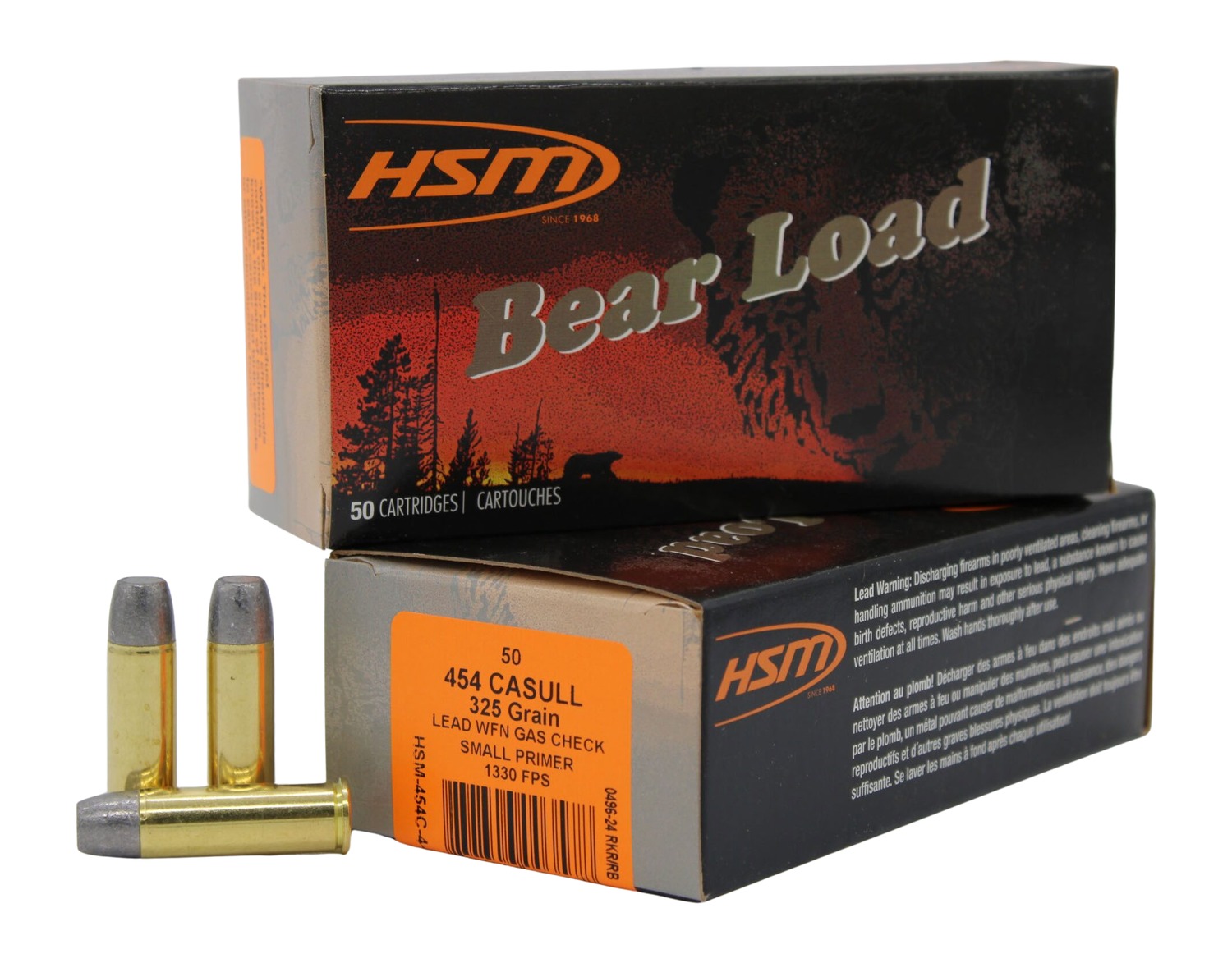 HSM 454C4N Bear Load 454 Casull 325 gr Wide Flat Nose 50 Per Box/ 10 Case 3 HSM 454C4N Bear Load 454 Casull 325 gr Wide Flat Nose 50 Per Box/ 10 Case
