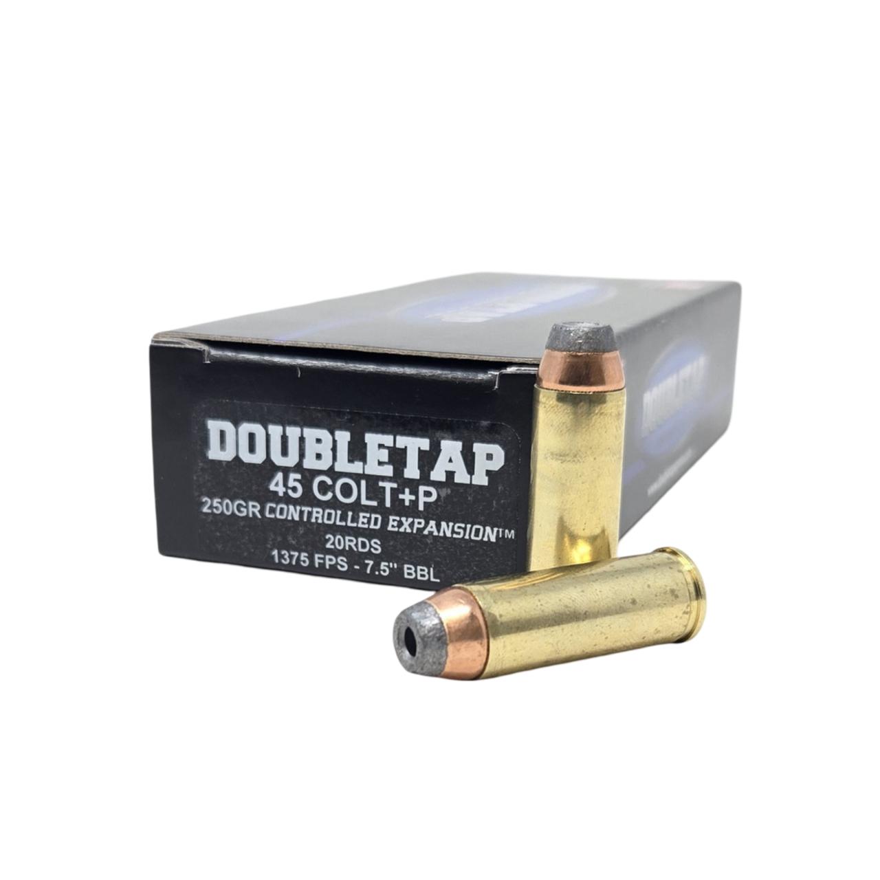 Double Tap Controlled Expansion Handgun Ammunition .45 Colt(+P) 250gr SJHP 1375 fps 20/ct 3 Double Tap Controlled Expansion Handgun Ammunition .45 Colt(+P) 250gr SJHP 1375 fps 20/ct