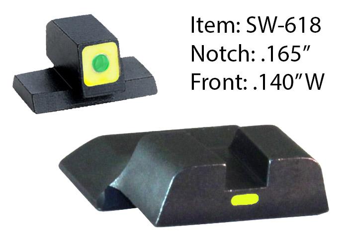 Ameriglo CAP Tritium Night Sights for S&W M&P Shield / Front Tritium - Green / Front Outline - LumiGreen / Style - CAP / Rear Paint Bar - LumiGreen 3 Ameriglo CAP Tritium Night Sights for S&W M&P Shield / Front Tritium - Green / Front Outline - LumiGreen / Style - CAP / Rear Paint Bar - LumiGreen