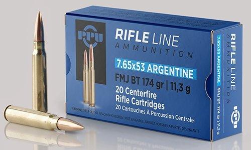 PPU Rifle Ammunition 7.65mm x 53 Argentine 174 gr FMJ 2624 fps 20/ct 3 PPU Rifle Ammunition 7.65mm x 53 Argentine 174 gr FMJ 2624 fps 20/ct