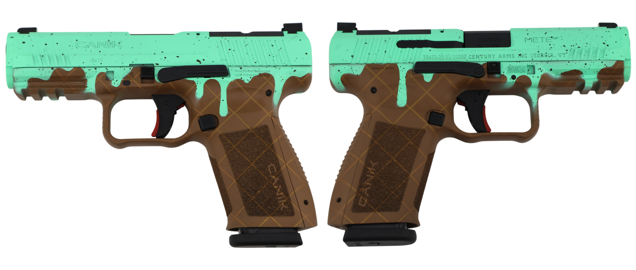 CANIK METE SF ONE SERIES 9MM MINT CHOCOLATE CHIP PSTL 4.19 BRL 1-15RD MAG 3 CANIK METE SF ONE SERIES 9MM MINT CHOCOLATE CHIP PSTL 4.19 BRL 1-15RD MAG