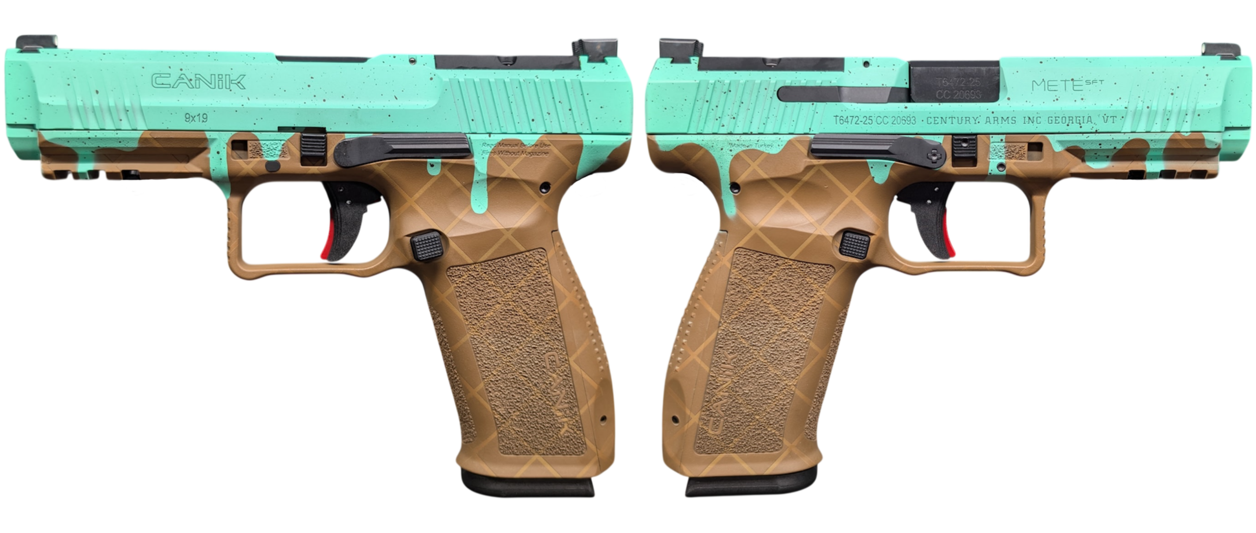 CANIK METE SFT ONE SERIES 9MM MINT CHOC CHIP PSTL 4.46 BRL 1-18RD MAG 3 CANIK METE SFT ONE SERIES 9MM MINT CHOC CHIP PSTL 4.46 BRL 1-18RD MAG