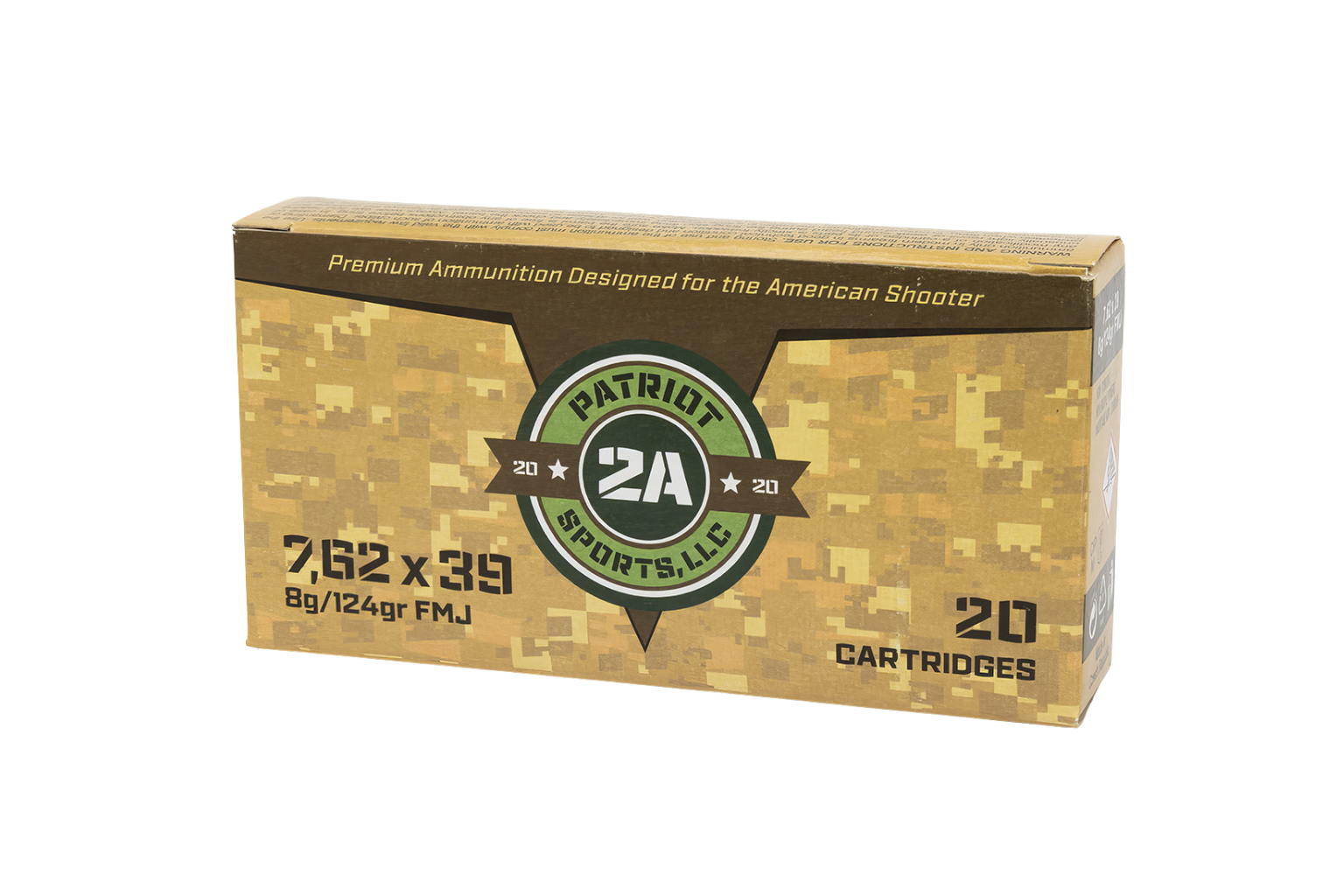 PATRIOT SPORTS 7.62X39 124G FMJ BRASS NON CORROSIVE 20RD BX 800RD CASE 3 PATRIOT SPORTS 7.62X39 124G FMJ BRASS NON CORROSIVE 20RD BX 800RD CASE
